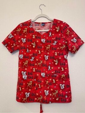 Disney Red Bambi Scrub Top
